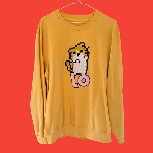 Kawaii Super Cute Yellow Embroidered Sweatshirt Size L - Picture 1 of 3